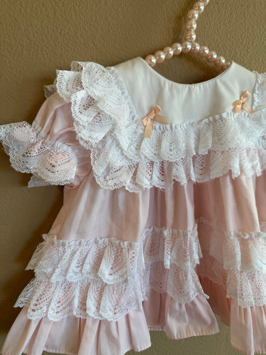 Vintage Pink Frilly Dress 3-6 months
