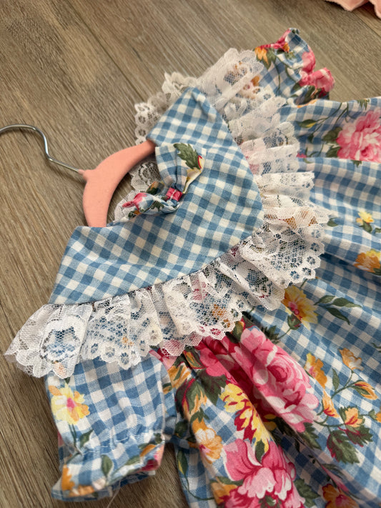 Vintage Gingham Floral dress 3-6 months