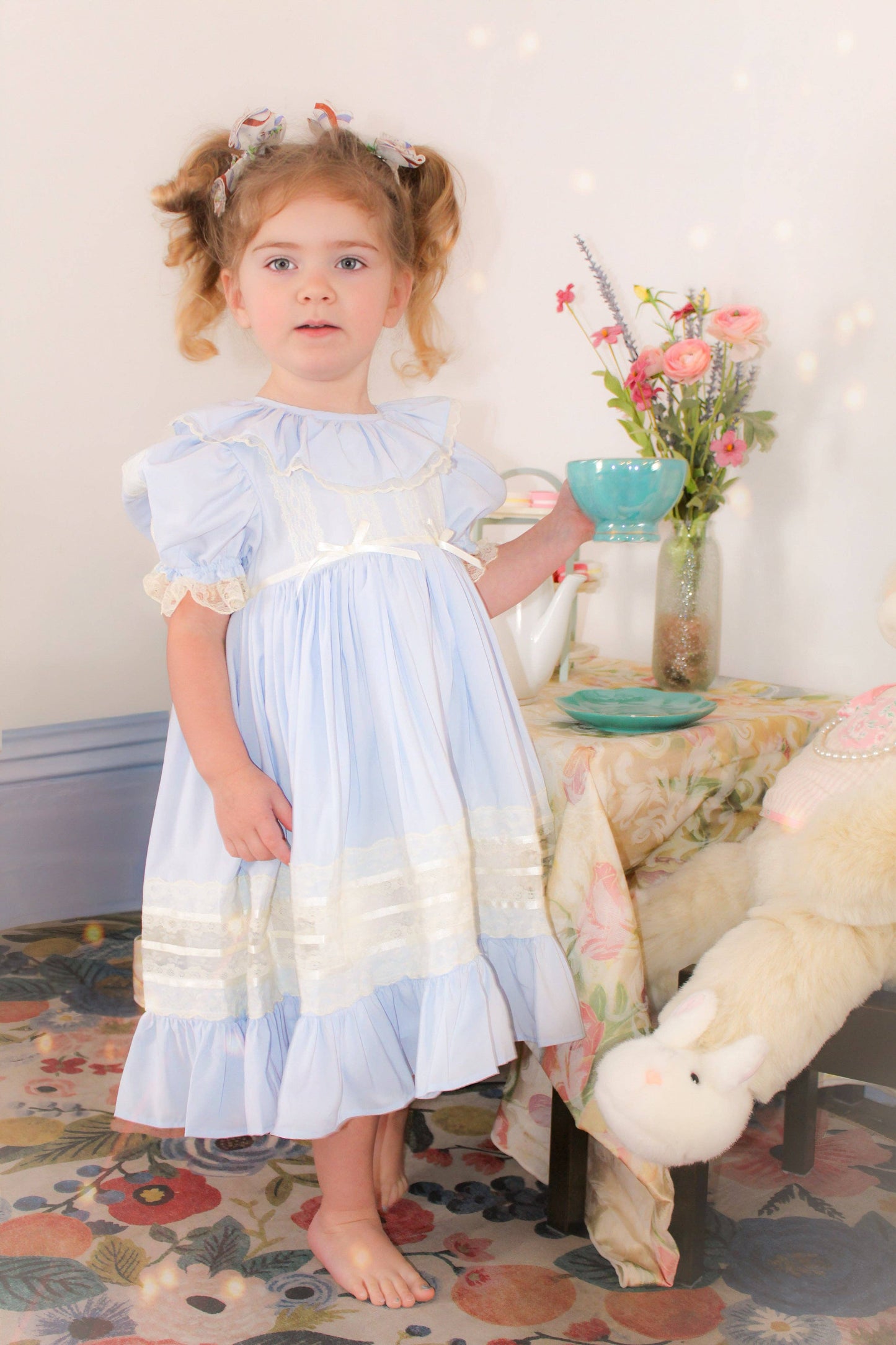 Celestine Heirloom Dress – Vintage Inspired Lace Boutique Girls Dress | Viscose Long Silhouette Heirloom Style