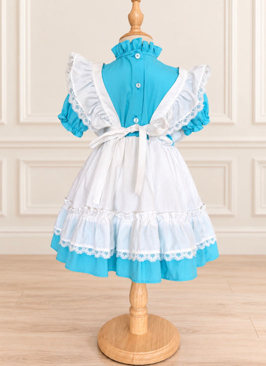 Vintage Turquoise Storybook Pinafore Dress 4T