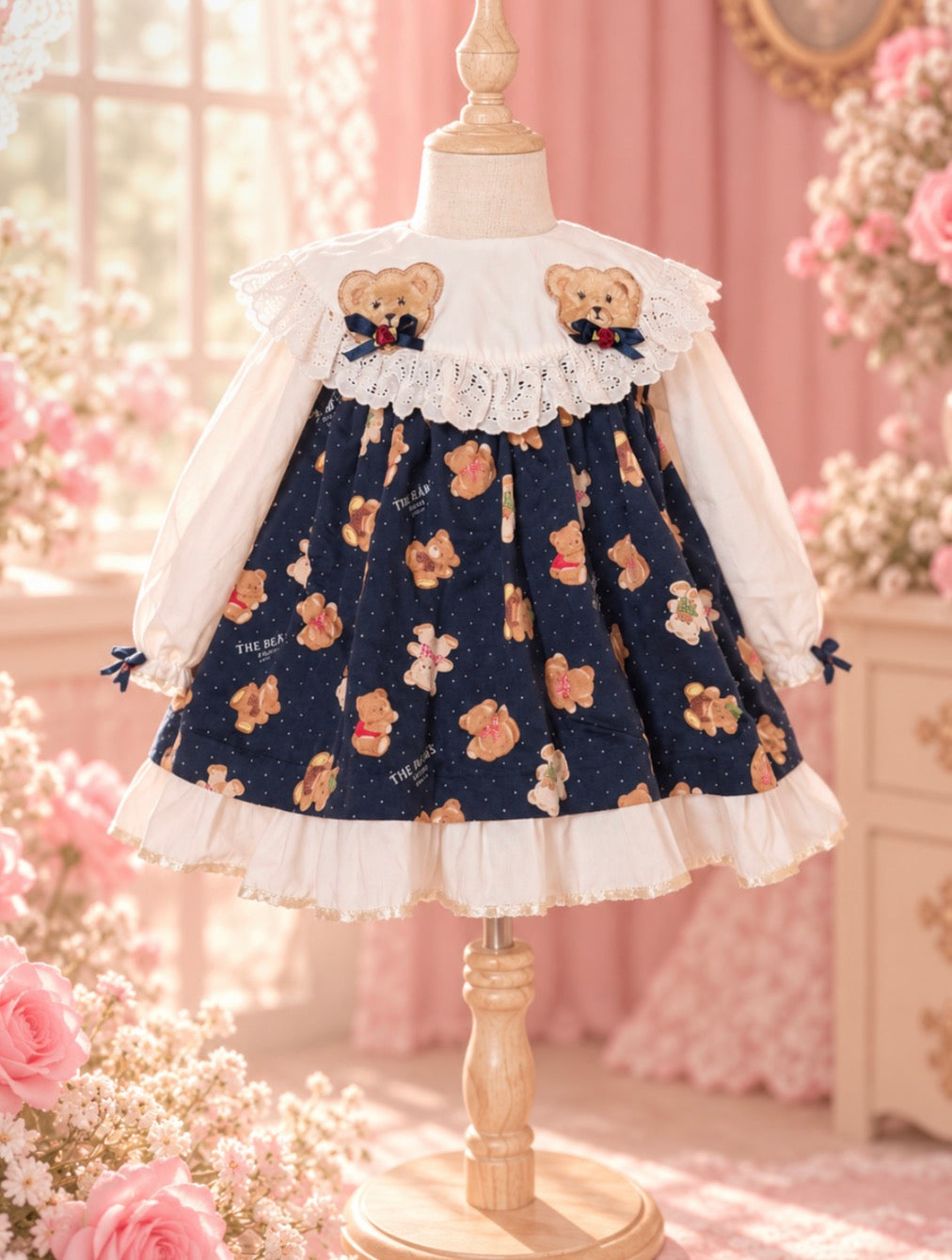 Vintage Lace Me Fancy Teddy Bear Dress