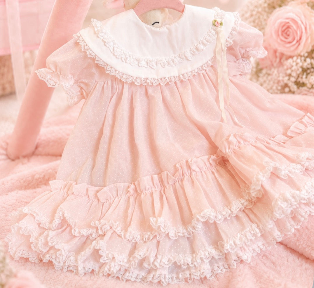 Vintage Pink frilly dress 12 months