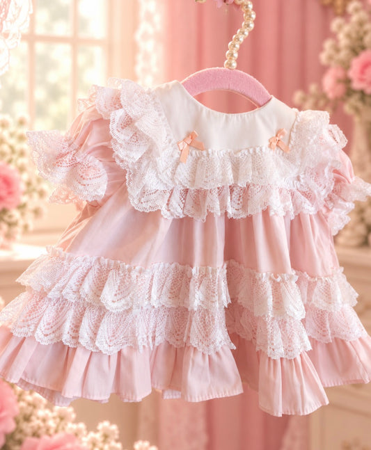Vintage Pink Frilly Dress 3-6 months