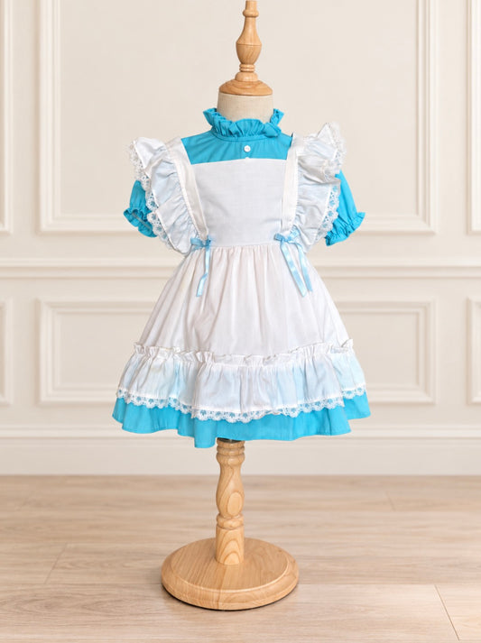 Vintage Turquoise Storybook Pinafore Dress 4T