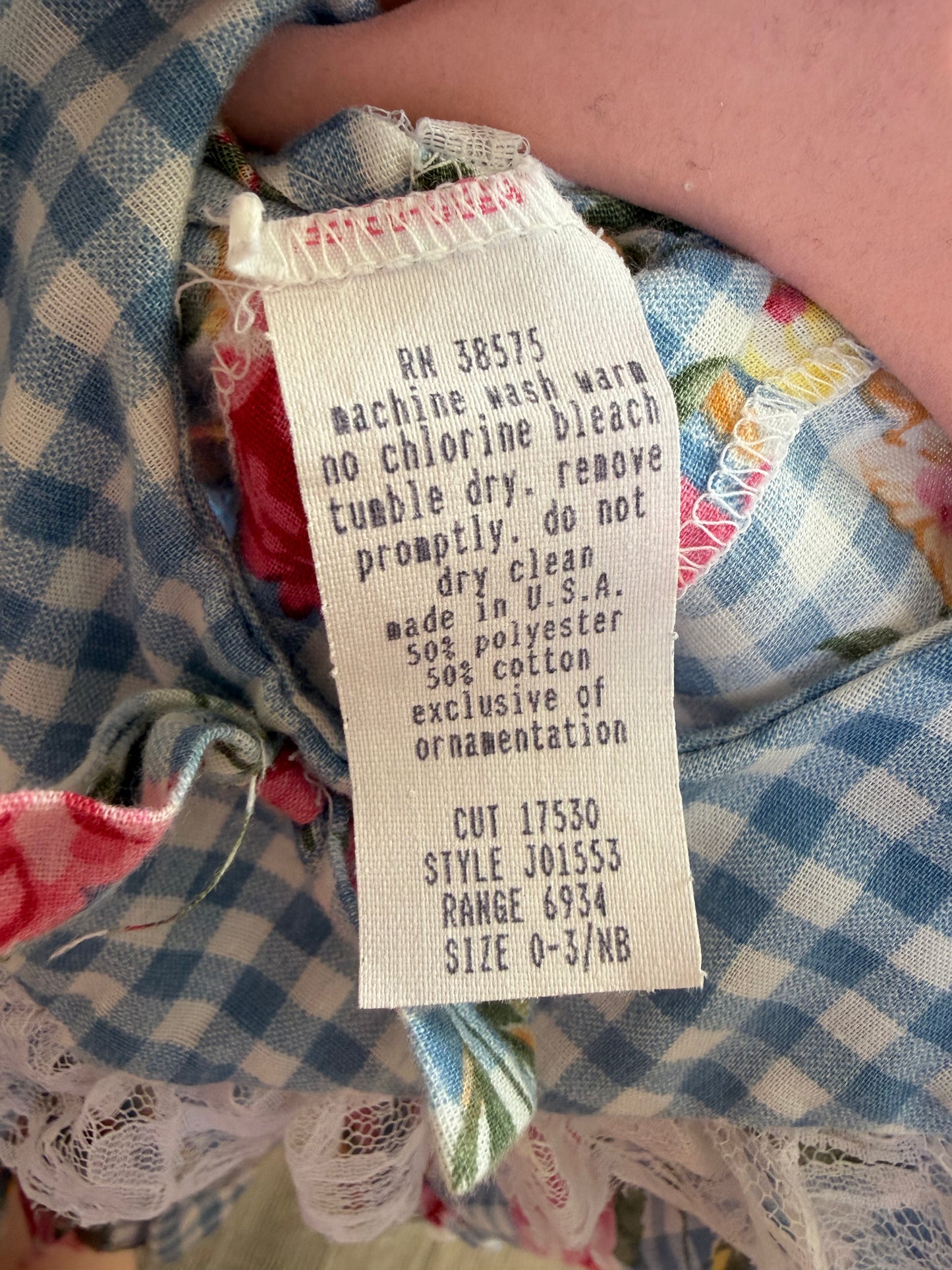 Vintage Gingham Floral dress 3-6 months