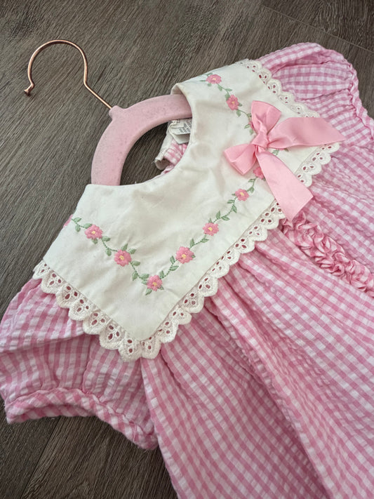 Vintage Gingham print dress 3-6 months