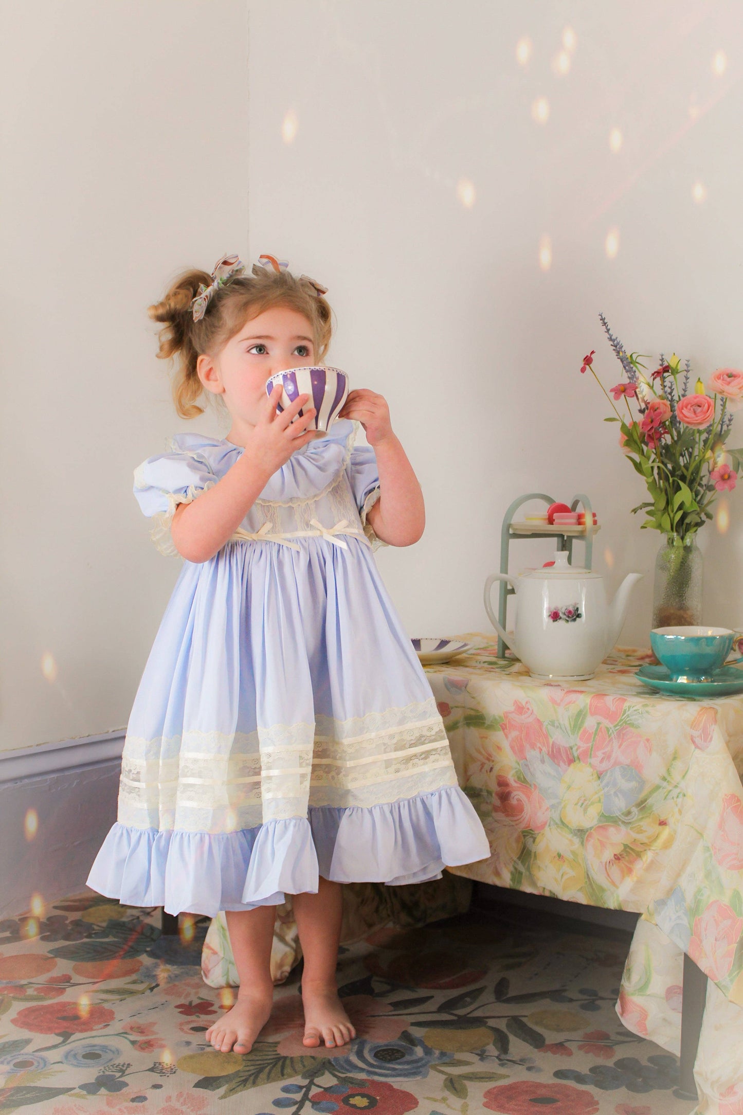 Celestine Heirloom Dress – Vintage Inspired Lace Boutique Girls Dress | Viscose Long Silhouette Heirloom Style