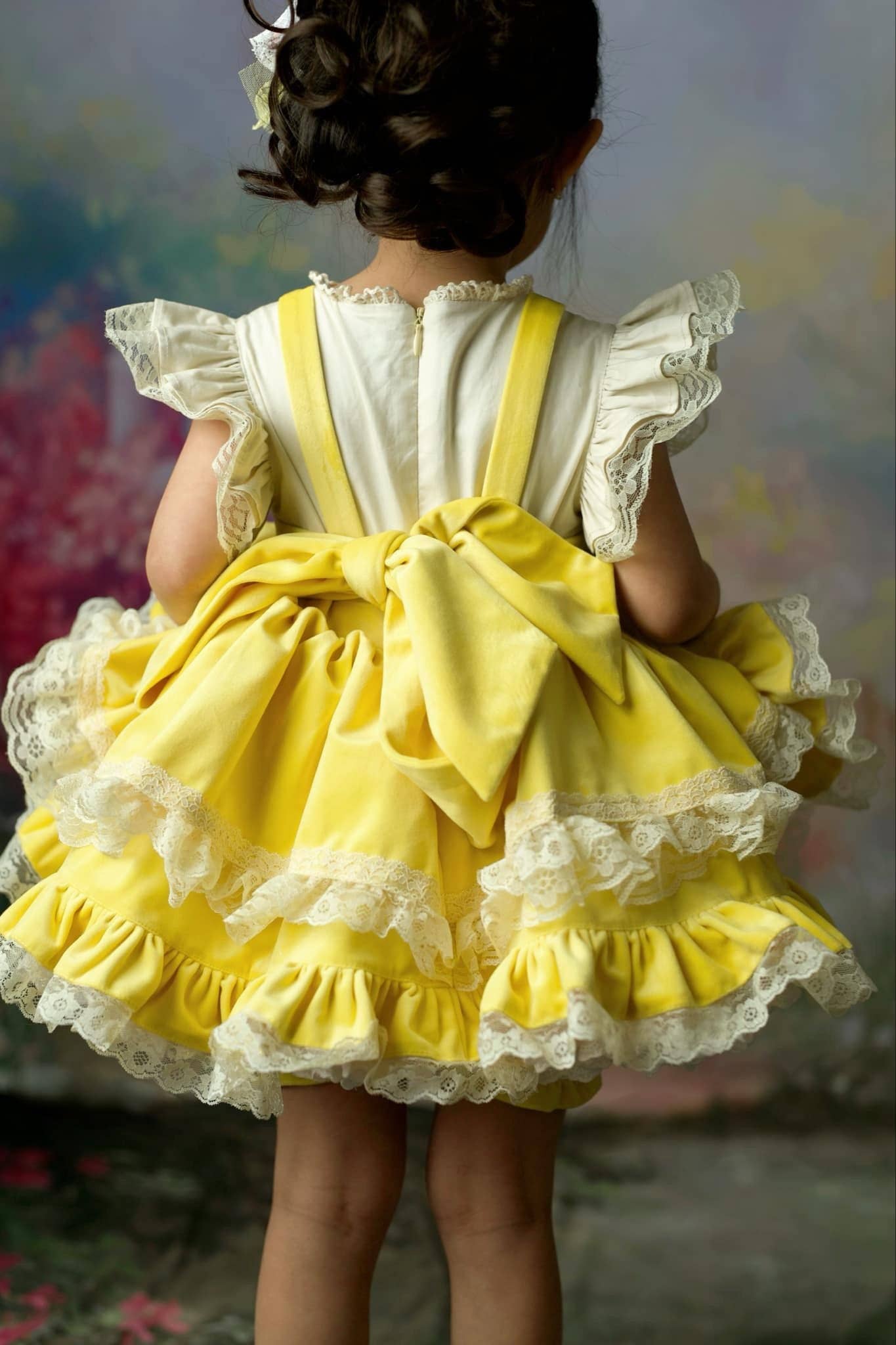 Three Little Ducklings – Hand Embroidered Vintage Inspired Velvet Cotton Boutique Girls Dress | Tulle Lace Heirloom Style Easter Dress